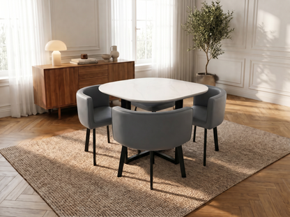 White Smoke Oliver Nesting Dining Table set Square