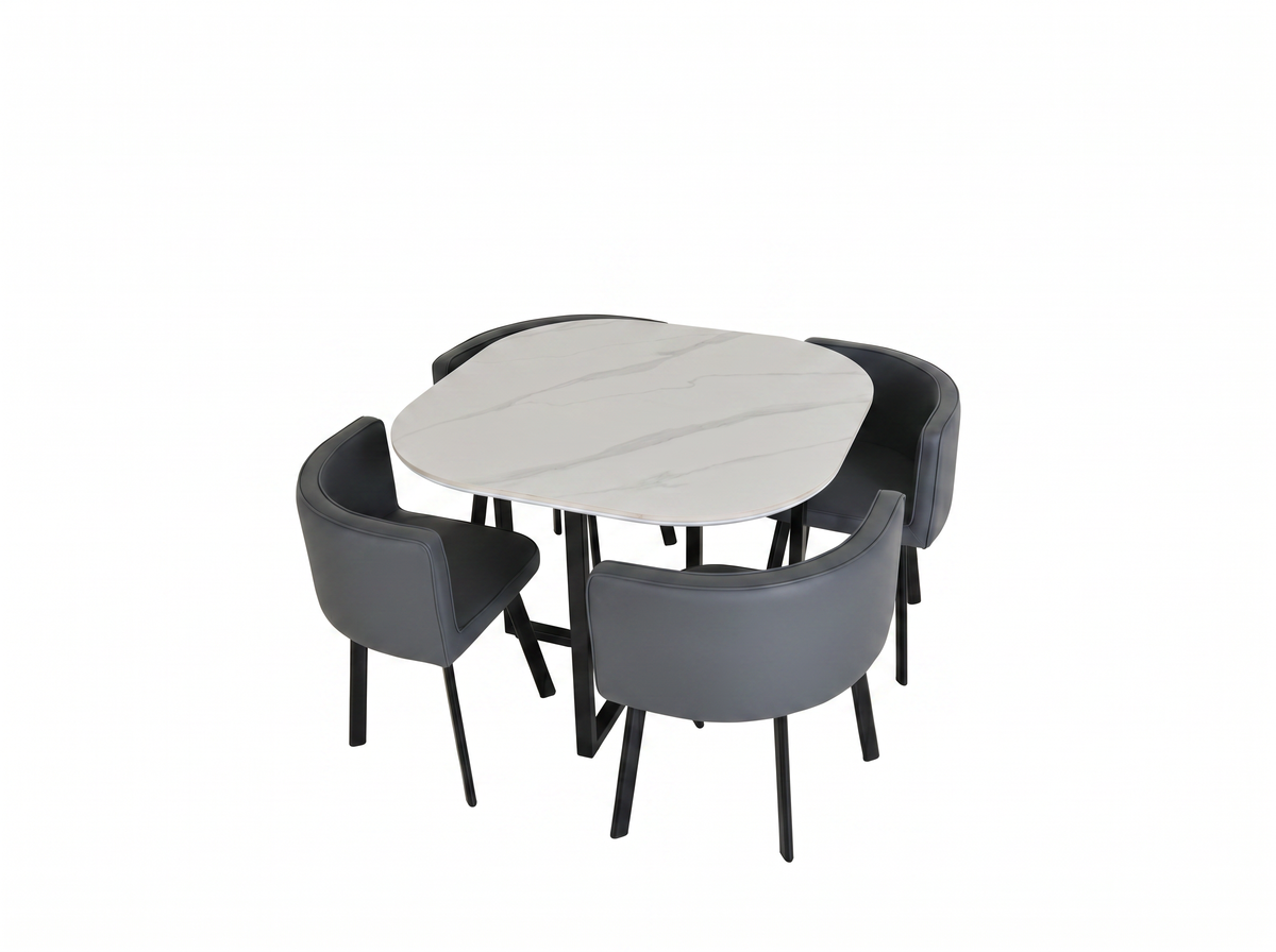 White Smoke Oliver Nesting Dining Table set Square