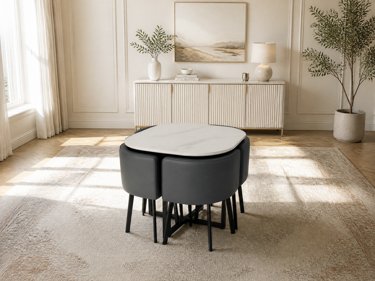 Dark Gray Oliver Nesting Dining Table set Square