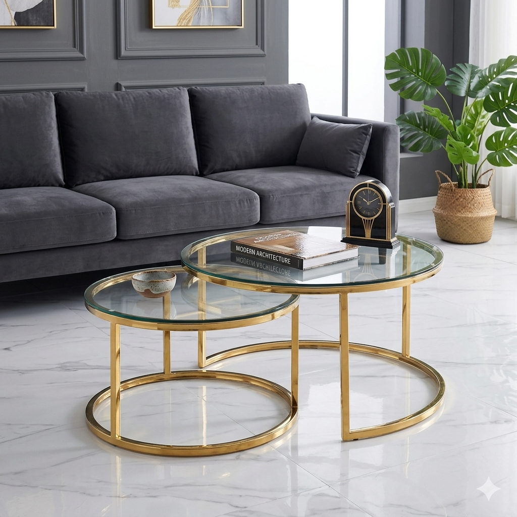 Light Gray Veyra Nesting Coffee Table Set