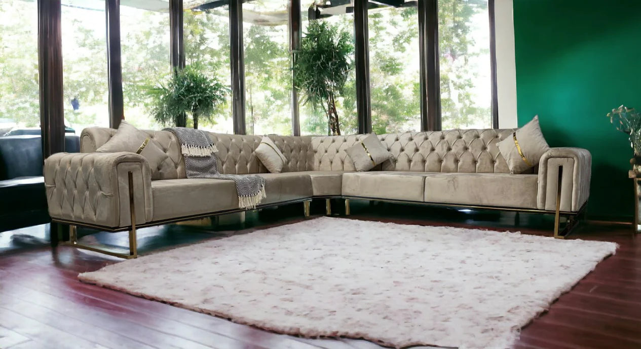 Discover the King Corner Sofa by Q&amp;P Furniture, featuring soft velvet upholstery, a spacious corner design, and ultimate comfort. Perfect for any modern living room. Shop Modern Corner Sofa for Living Room now!