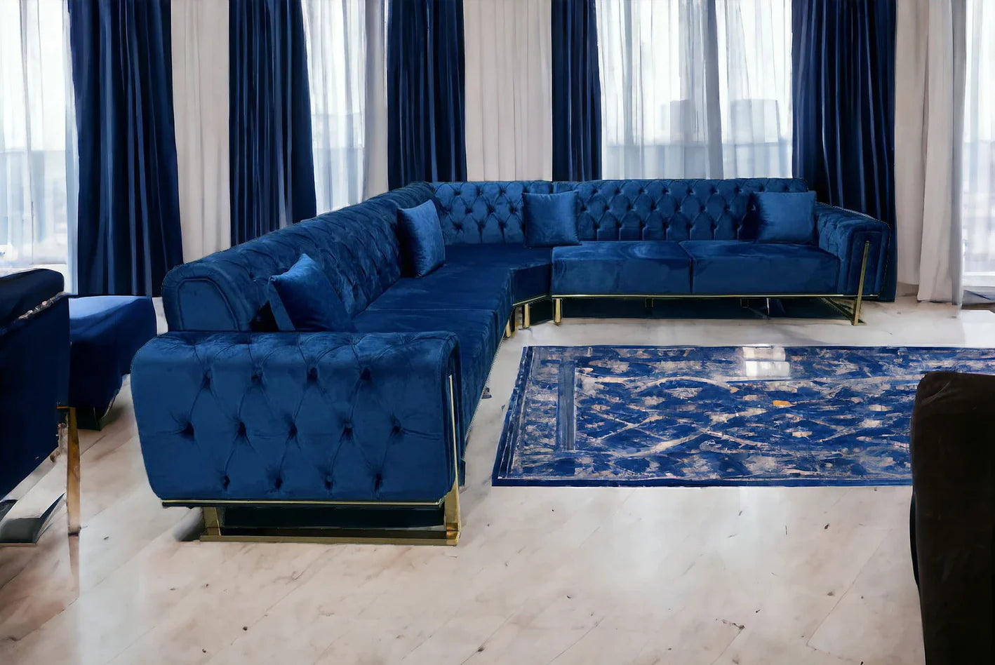 Discover the King Corner Sofa by Q&amp;P Furniture, featuring soft velvet upholstery, a spacious corner design, and ultimate comfort. Perfect for any modern living room. Shop Modern Corner Sofa for Living Room now!
