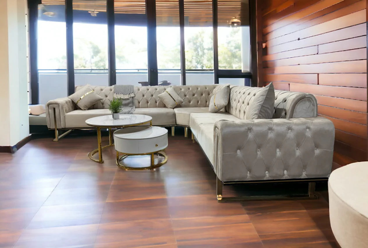 Discover the King Corner Sofa by Q&amp;P Furniture, featuring soft velvet upholstery, a spacious corner design, and ultimate comfort. Perfect for any modern living room. Shop Modern Corner Sofa for Living Room now!