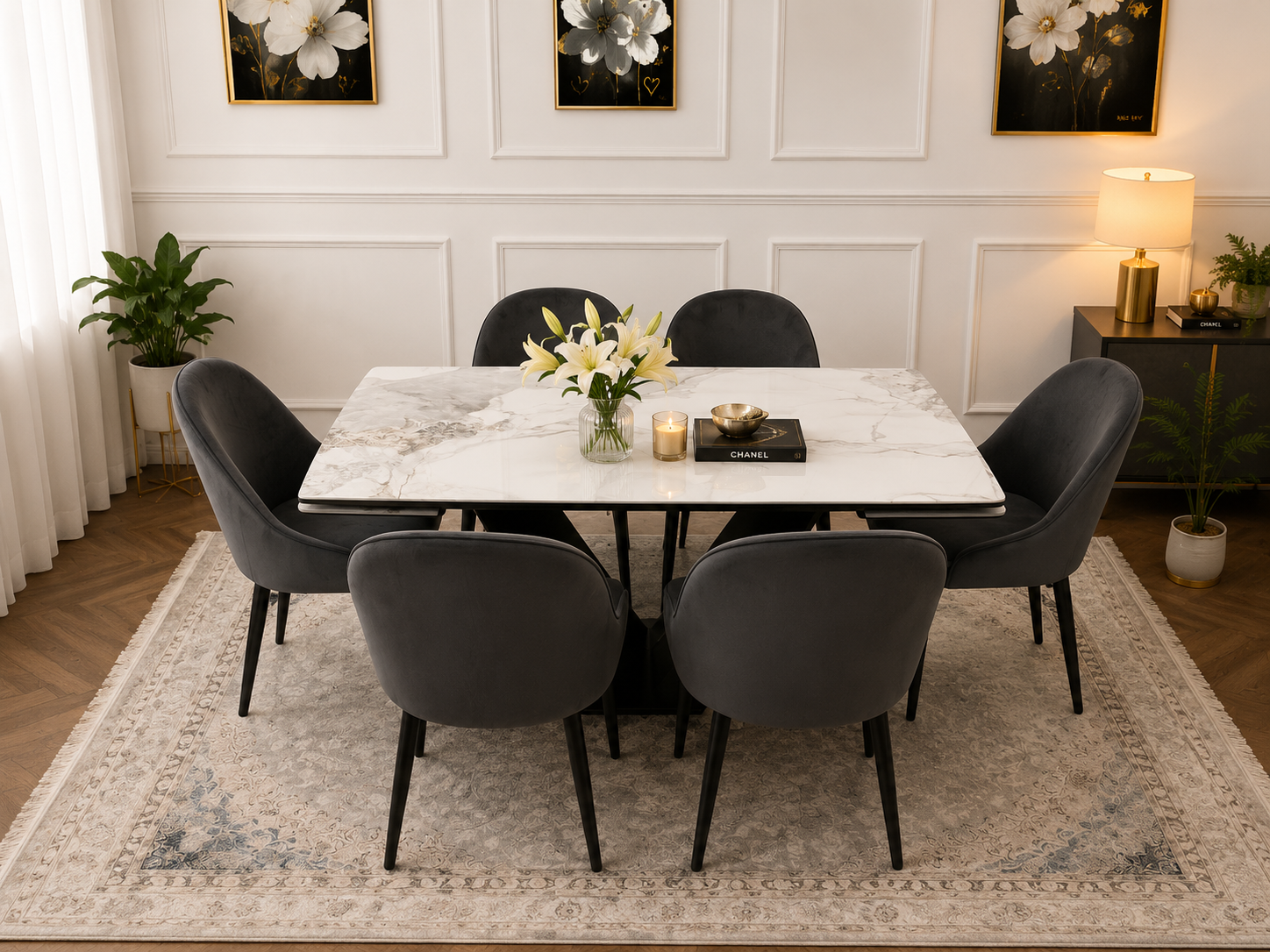LUMIA EXTEND DINING SET WITH CLARA CHAIRS – BLACK LEGS