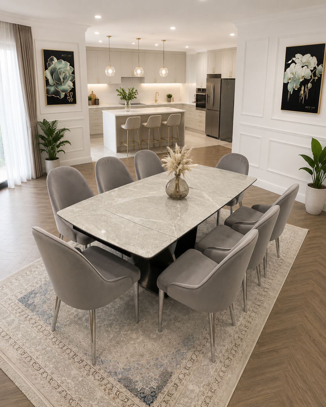 CLARA DINING TABLE SET -SILVER