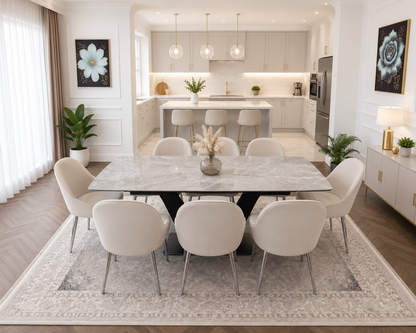 CLARA DINING TABLE SET -SILVER