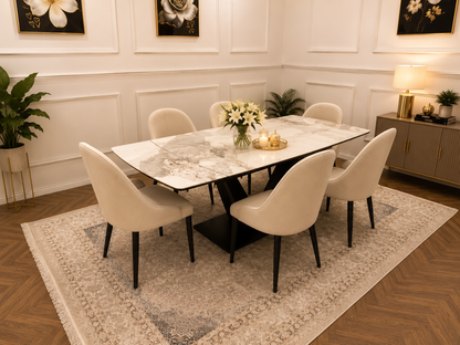 LUMIA EXTEND DINING SET WITH CLARA CHAIRS – BLACK LEGS