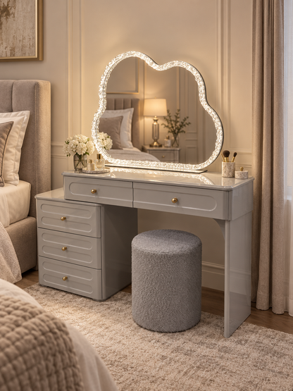 Elan Luxury Dressing Table with LED Mirror &amp; Stool