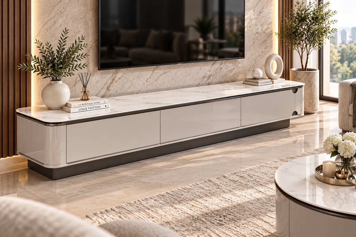 Aurora Marble-Effect Living Room Set