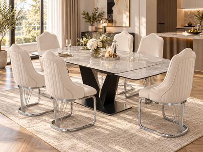 Lumia Luxury Extendable Dining Table Set with King Chairs