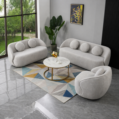 Q &amp; P furniture Luna sofa set featuring modern design with plush cushions and sleek fabric upholstery.