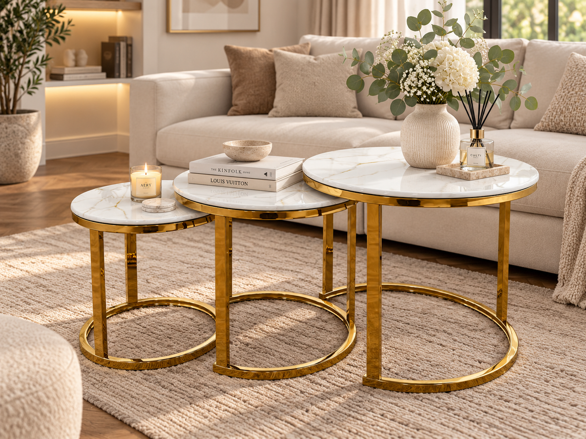 Vienna Luxury 3-Piece Nesting Coffee Table Set – Gold