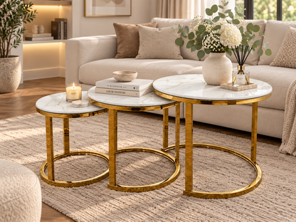 Vienna Luxury 3-Piece Nesting Coffee Table Set – Gold
