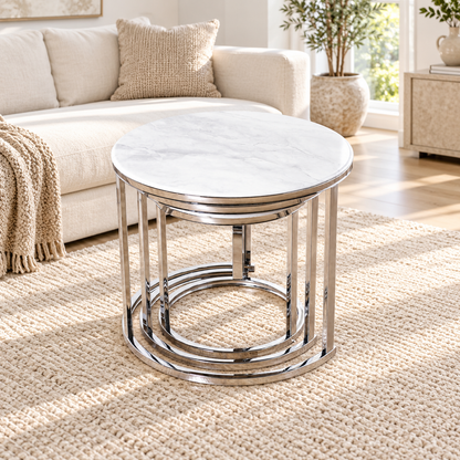 Milan 3-Piece Silver Nesting Coffee Table Set