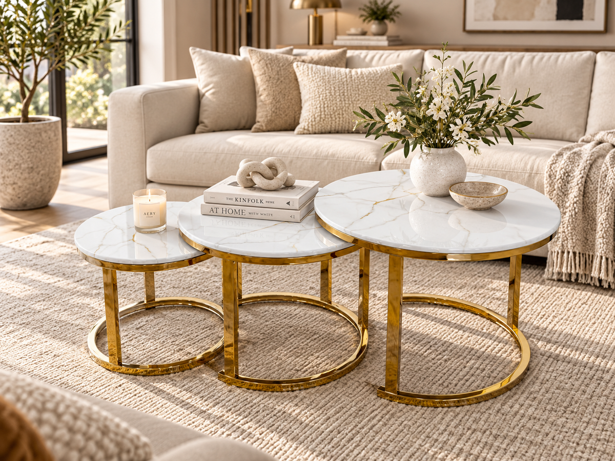 Vienna Luxury 3-Piece Nesting Coffee Table Set – Gold