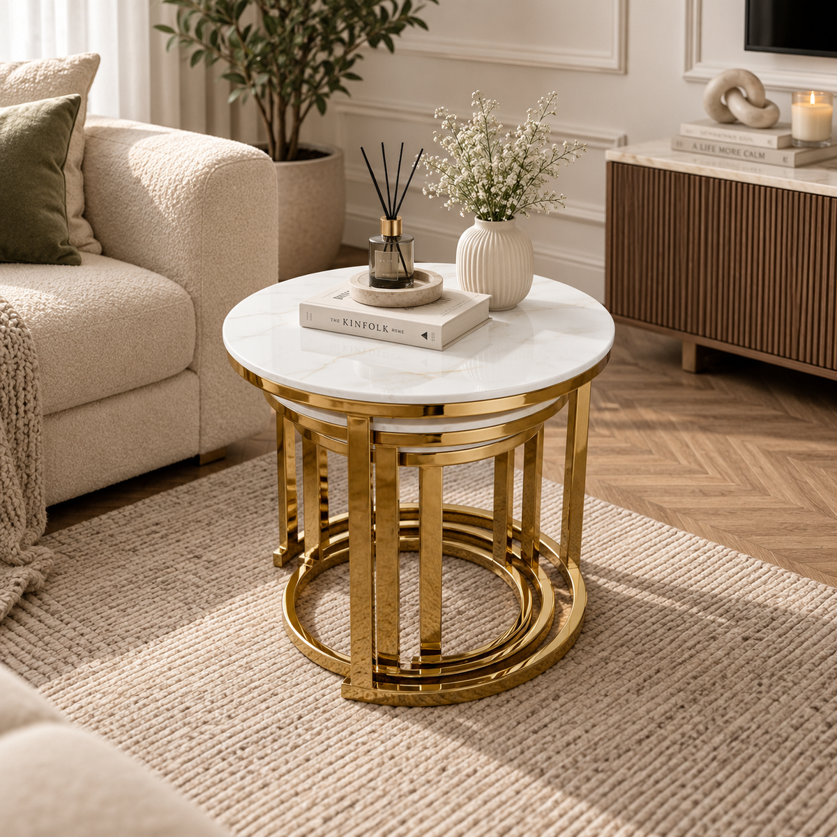 Vienna Luxury 3-Piece Nesting Coffee Table Set – Gold