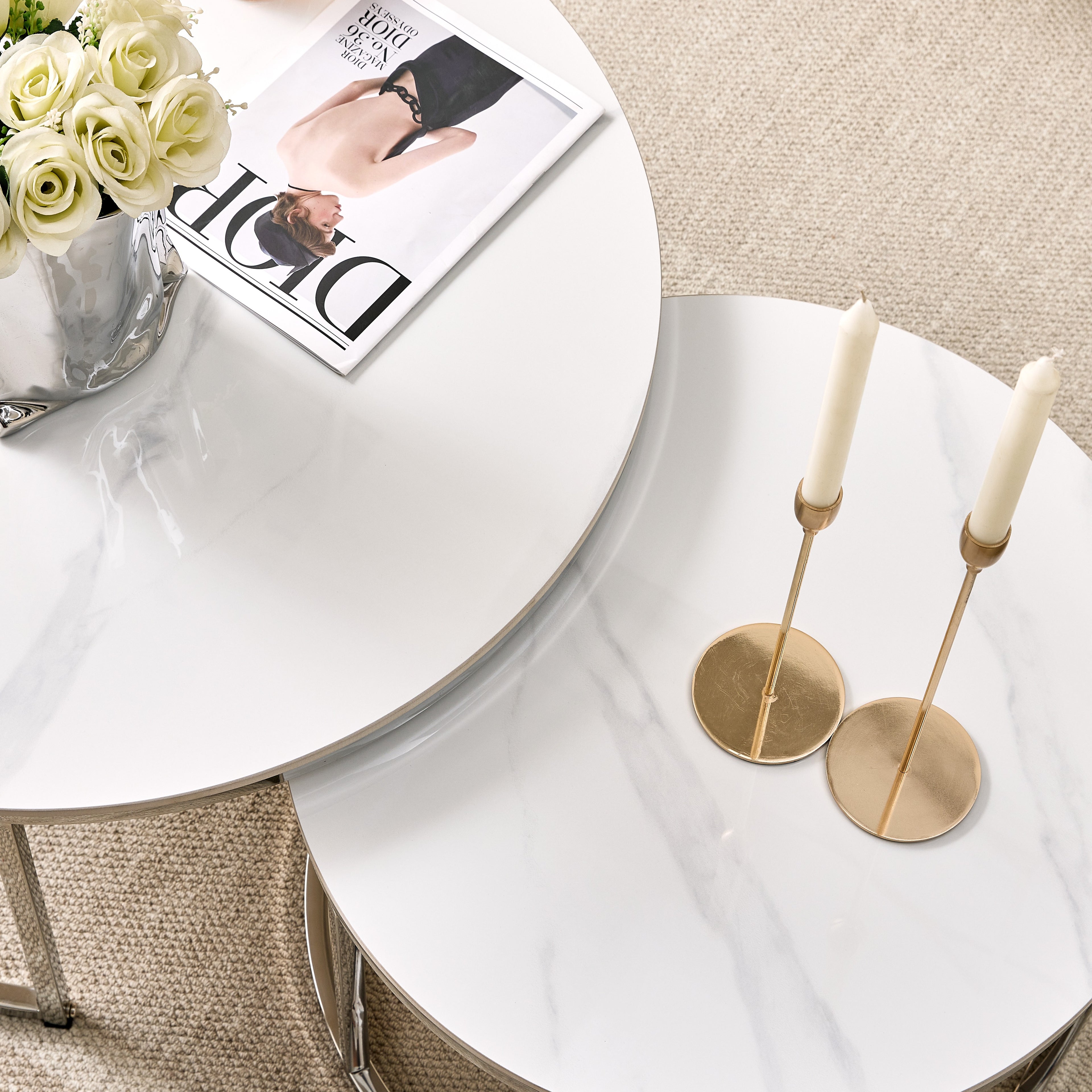 NOVA COFFEE TABLE-SILVER CERMIC