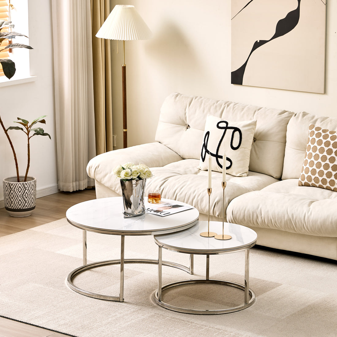 NOVA COFFEE TABLE-SILVER CERMIC