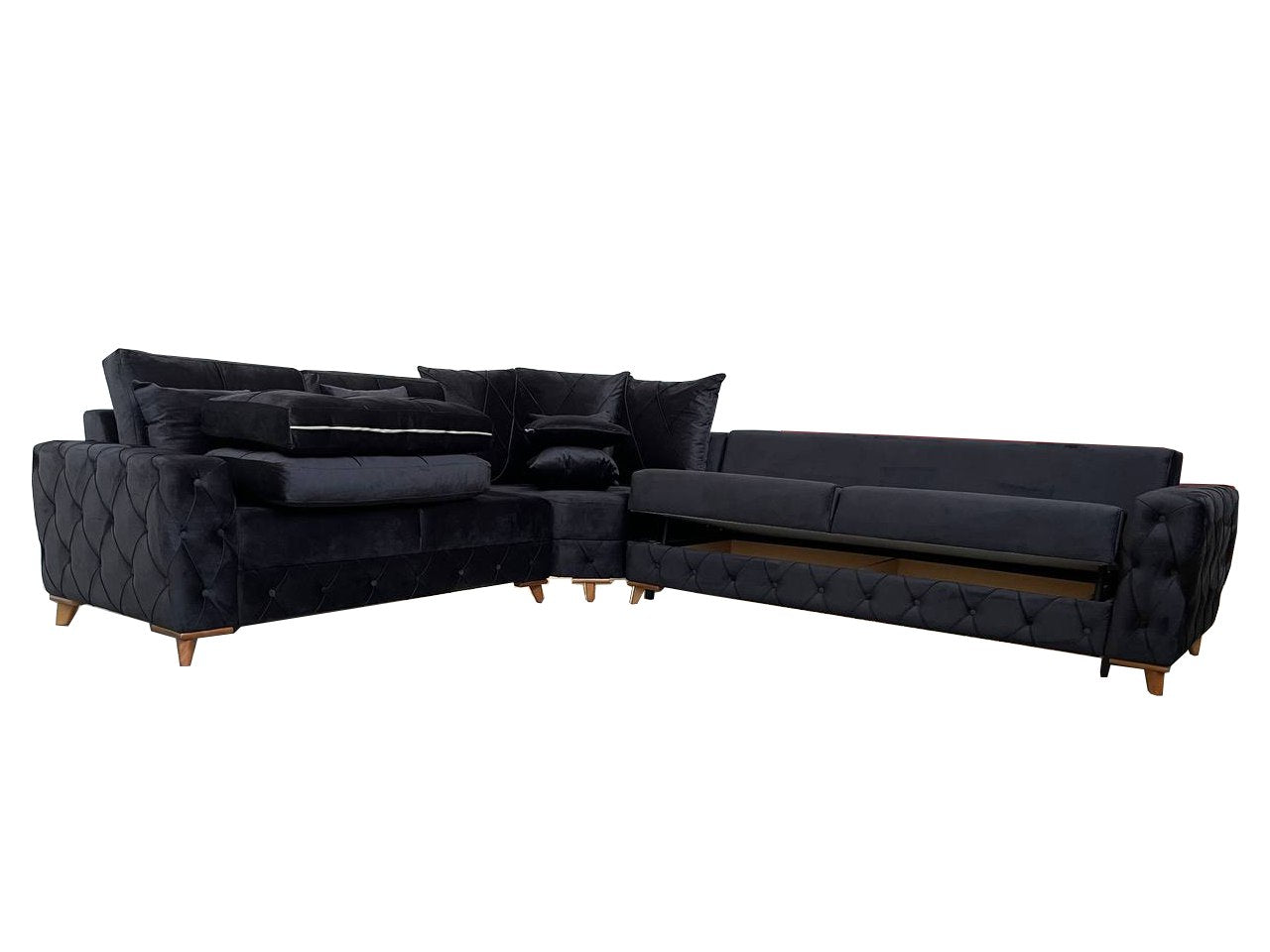 Lovely Corner Sofa- Velvet Corner Sofa Bed With Storage