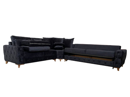 Lovely Corner Sofa- Velvet Corner Sofa Bed With Storage