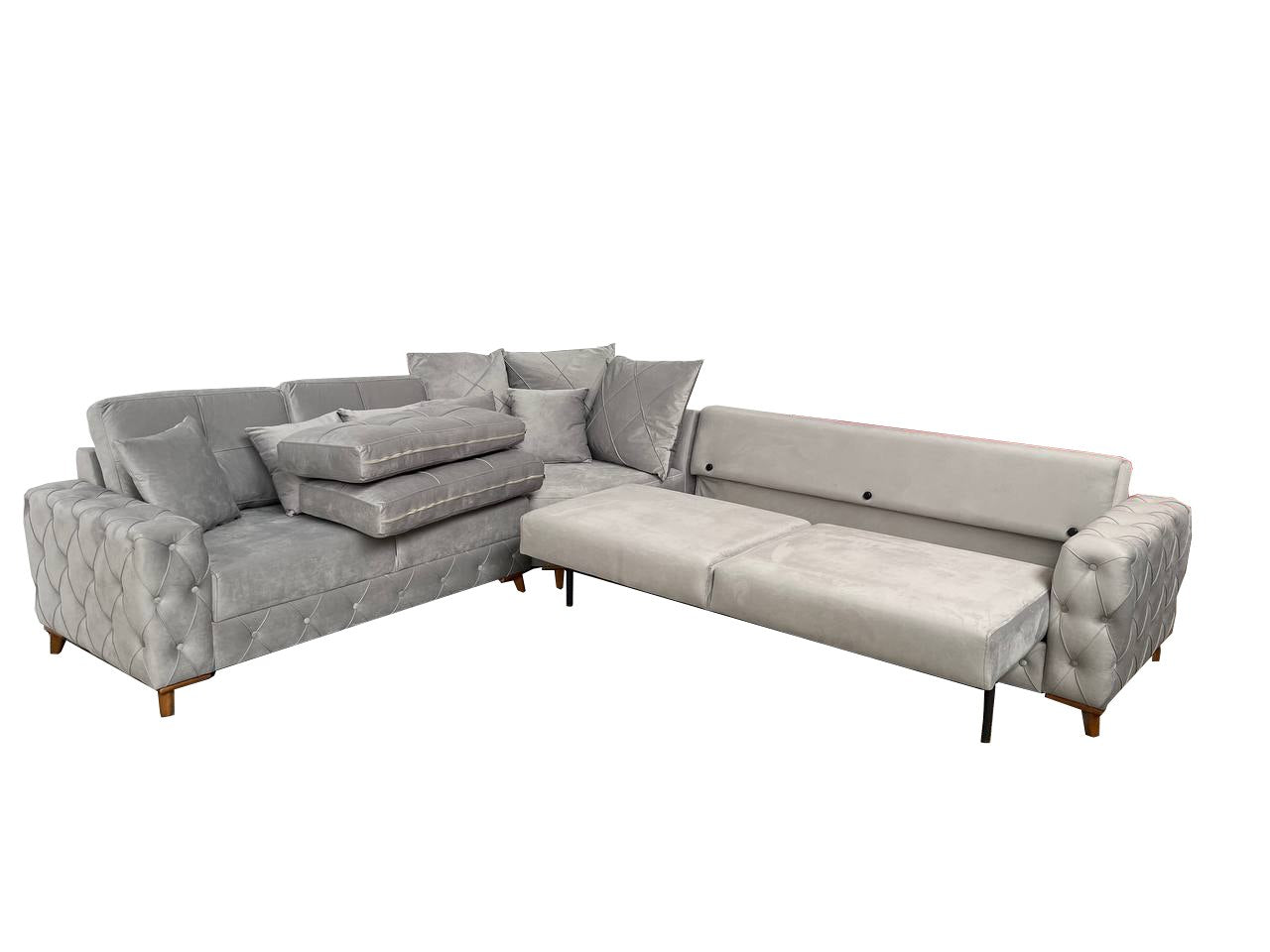 Lovely Corner Sofa- Velvet Corner Sofa Bed With Storage