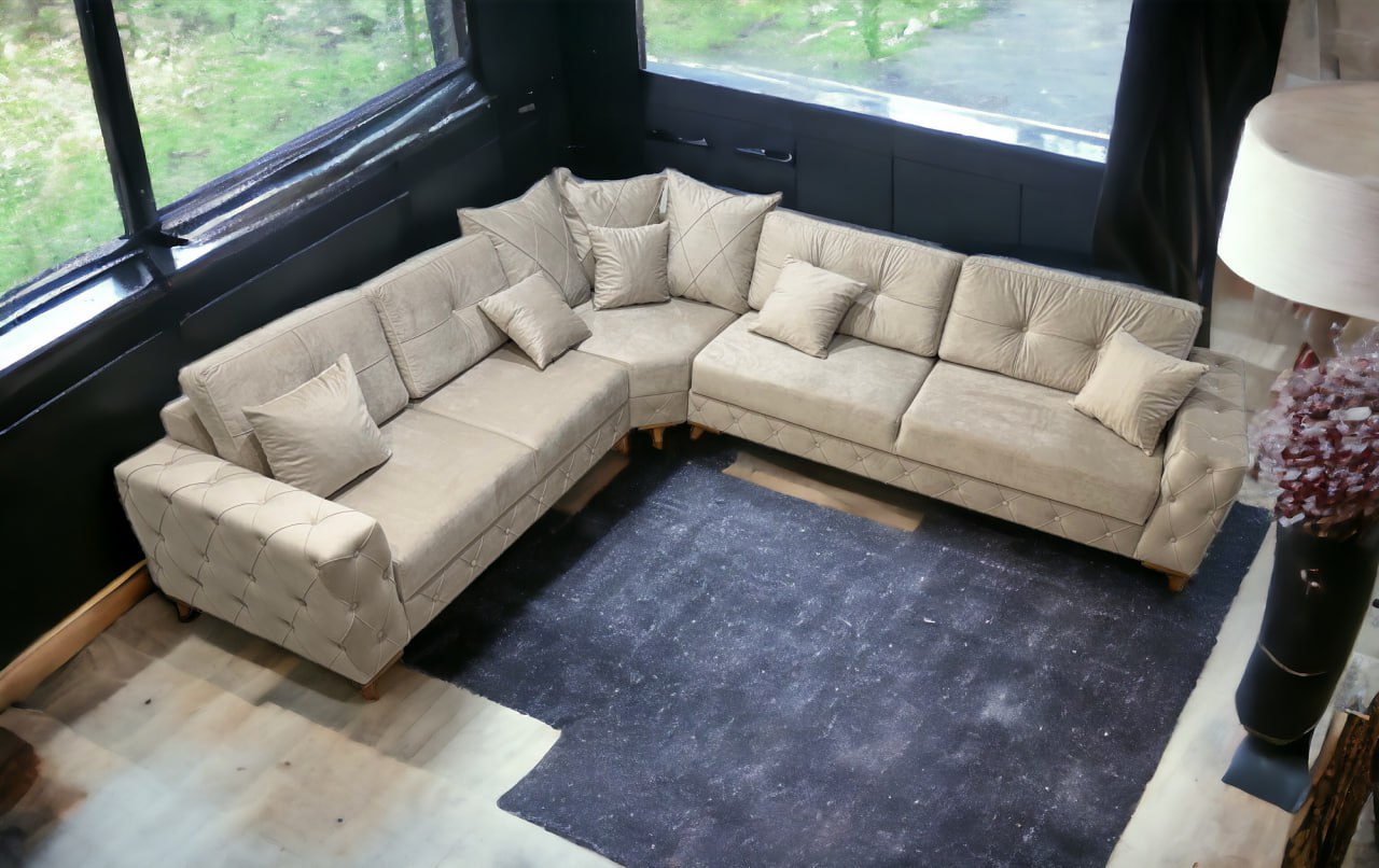 Lovely Corner Sofa- Velvet Corner Sofa Bed With Storage