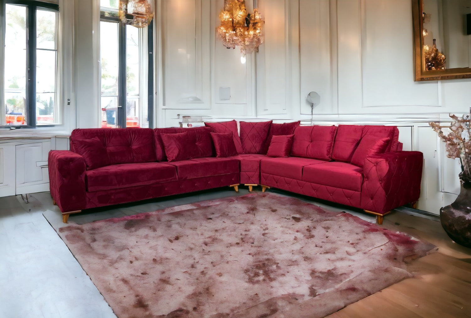 Lovely Corner Sofa- Velvet Corner Sofa Bed With Storage