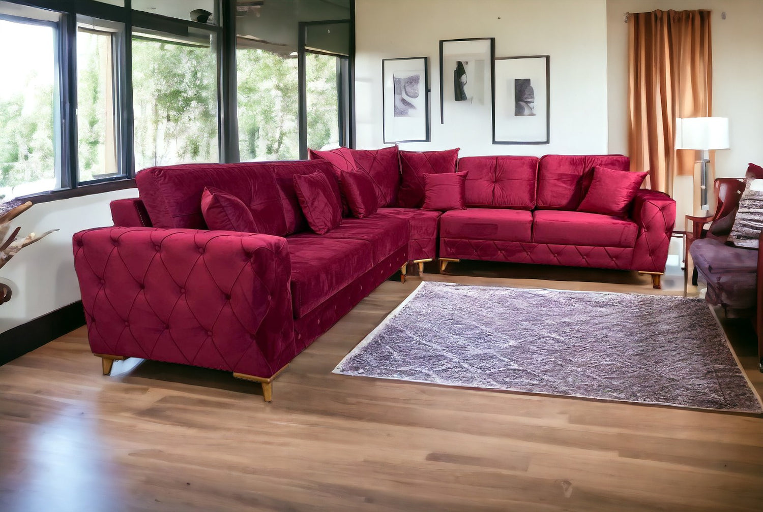 Lovely Corner Sofa- Velvet Corner Sofa Bed With Storage