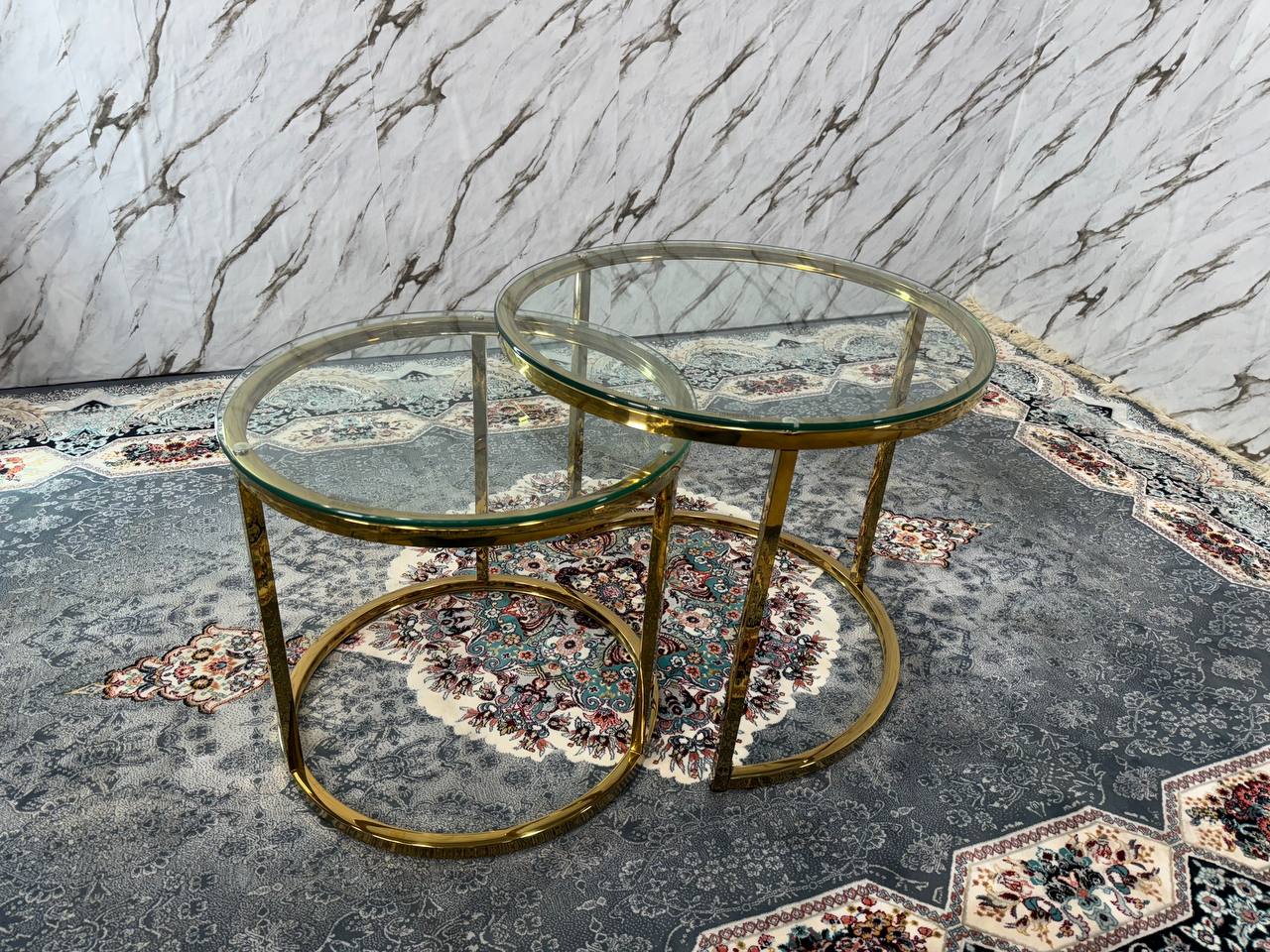 HALO COFFE TABL SET- GLASS GOLD