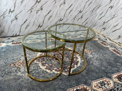 HALO COFFE TABL SET- GLASS GOLD
