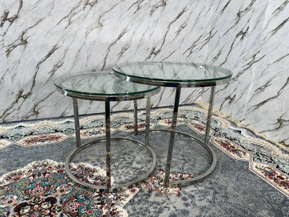 HALO COFFE TABLE SET-GLASS SILVER