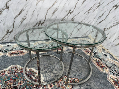 HALO COFFE TABLE SET-GLASS SILVER