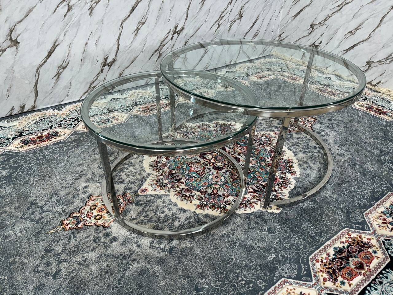 NOVA COFFE TABLE-SILVER GLASS
