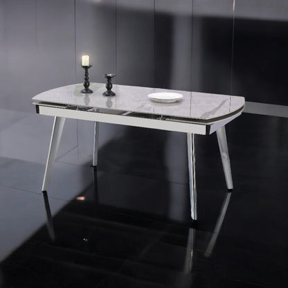 Enhance your dining experience with the Q&amp;P Furniture Grey Queen Dining Set. Spacious, stylish, and durable, this set is perfect for family dining and entertaining guests.