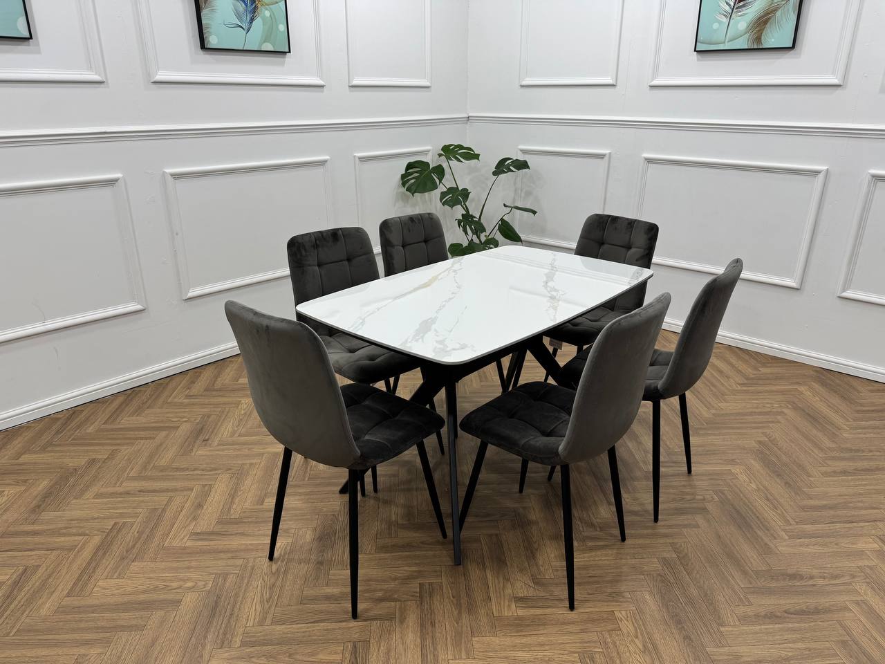 Q&amp;P Furniture Niva dining table with sleek wooden surface and sturdy legs for modern dining room decor.