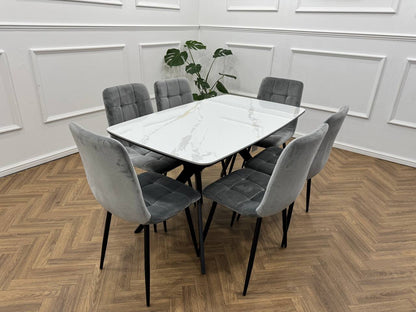Q&amp;P Furniture Niva dining table with a sleek wooden surface and modern design, perfect for contemporary dining rooms.
