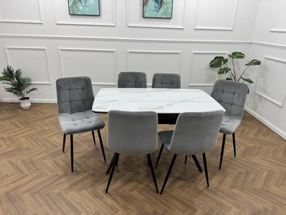 Q&amp;P Furniture Niva dining table, modern wooden dining set with sleek design, perfect for contemporary dining rooms.