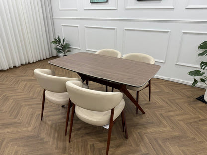 Beige Zino dining table by Q&amp;P Furniture with a sleek rectangular design and smooth surface, ideal for modern dining rooms.