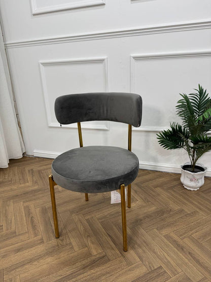 LUXE DINING SET-DARK GREY-GOLD