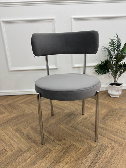 LUXE DINING SET -VELVET-LIGHT GREY Chair-SILVER