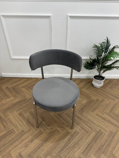 LUXE DINING SET -VELVET-LIGHT GREY Chair-SILVER