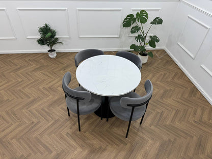 LUXE DINING SET-VELVET-LIGHT GREY-BLACK