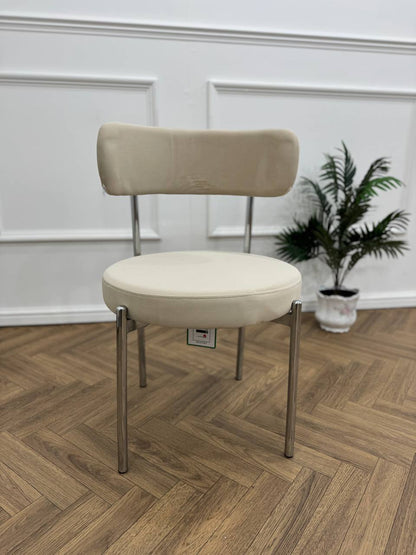 LUXE DINING SET-VELVET-BEIGE-SILVER