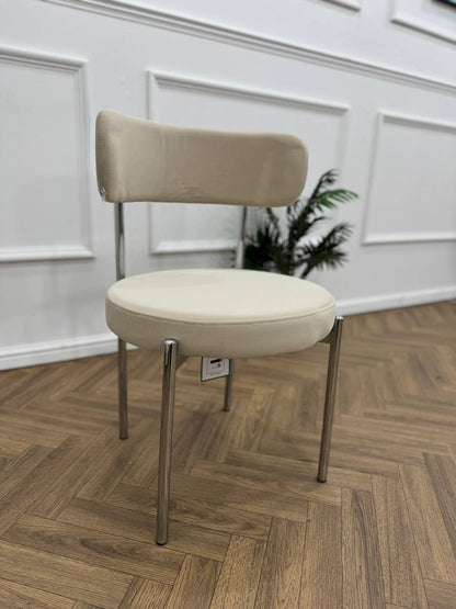 LUXE DINING SET-VELVET-BEIGE-SILVER