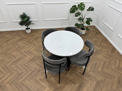 LUXE VELVET DINING SET — DARK GREY &amp; BLACK