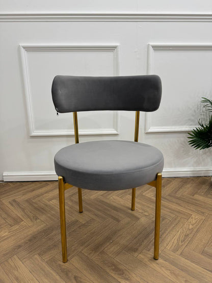 LUXE DINING SET-VELVET-LIGHT GREY-GOLD