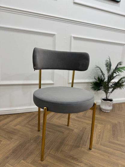 LUXE DINING SET-VELVET-LIGHT GREY-GOLD