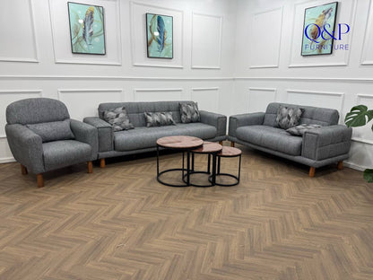 FLORA SOFA SET-VELVET/COTTON