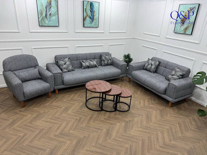 FLORA SOFA SET-VELVET/COTTON