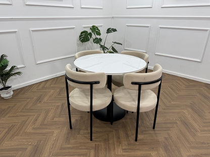 LUXE DINING CHAIR-VELVET-BEIGE-BLACK